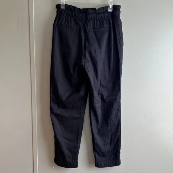 LOFT Black Cotton High Rise Straight Drawstring Pant Casual - Size Medium - Picture 3 of 8
